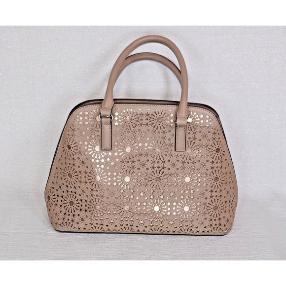 Kelly & Katie Handbags - Kelly And Katie Purse Taupe Tan Beige Handbag Tote Shoulder Strap Laser Cut Gold